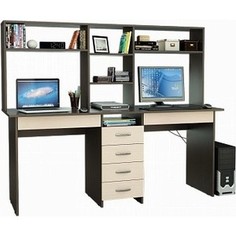 Стол письменный Мастер Тандем-2Я с ящиками и надставкой венге/дуб молочный ТДМ-2ЯН-ВМ-ДМ