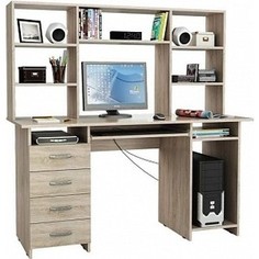 Стол компьютерный Мастер Милан-6П с полкой и надставкой дуб сонома М-6ПН-ДС