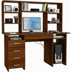 Стол компьютерный Мастер Милан-6Я с ящиком и надставкой орех М-6ЯН-ОР