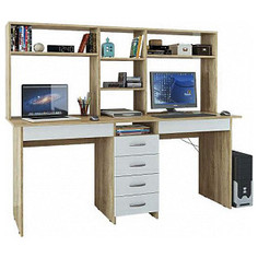 Стол письменный Мастер Тандем-2Я с ящиками и надставкой дуб сонома/белый ТДМ-2ЯН-СБ