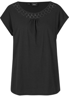 Футболка с кружевной отделкой Bonprix