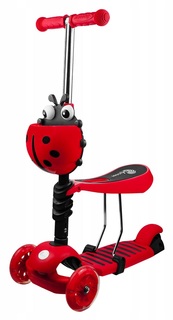 Самокат MobyKids "Божья коровка 2 в 1", цвет: красный