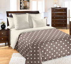 Простыня Евро (220х240) "Элис 1 комп. (темный горох на бежевом фоне)" (100% ХБ) Текс Дизайн