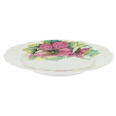 Тарелка столовая дулево Вырезной край Акварель, диаметр 24 см., фарфор