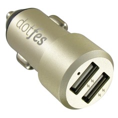 Автомобильное зарядное устройство Dotfes B03s 2xUSB, 4.8A+кабель micro USB gold
