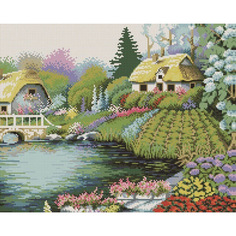Картина стразами алмазная живопись Premium 40*50 см Raduga "Деревенский домик" (GF016)