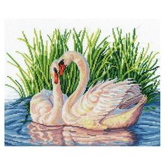 Набор для вышивания крестом Сделай своими руками "Пара лебедей", 26x19,5 см, арт. П-39