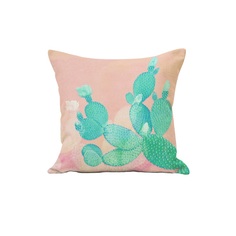 Декоративная подушка, "Кактус", льняная наволочка, розовая, 45х45 см, 5S-PILLOW-85