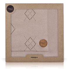 Плед вязаный Ceba Baby Herringbone beige, 90х90