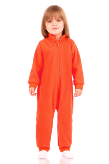 Флисовый комбинезон Lynxy для девочек, цв. оранжевый, р-р 98