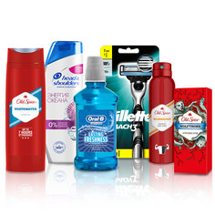 Набор для мужчин: товары д/бритья, шампунь, дез-рант, гель д/душа, ополаск-ль д/пол-ти рта Gillette