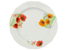 Тарелка столовая Дулево Вырезной край Июльский мак (эконом), диаметр 24 см., фарфор