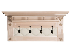 Настенная вешалка Мебелик Вешалка в прихожую "Сильвия" Н5 Белый ясень / Молочный, экокожа