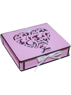 Шкатулка под кольца с резным сердцем КАНЫШЕВЫ розовый, белый Б139-02-0503