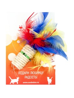 Когтеточка для кошек сизалевая Zoobaloo цилиндр с пером, 10 см