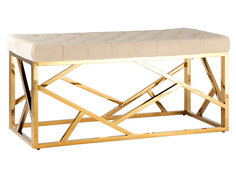 Банкетка BENCH-016 Бежевый, велюр / Сталь, золото Stool Group