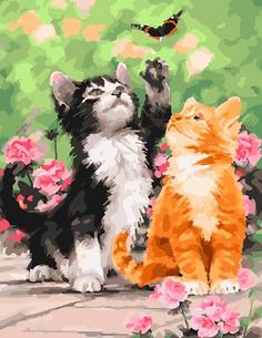 Картина по номерам Paintboy "Котята с бабочкой", 40x50 см