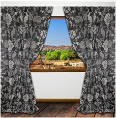 Комплект портьер Amore Mio Жаккард 150*250 см - 2 шт. Черно-серые
