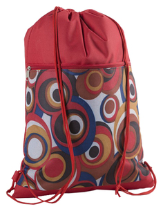 7926/600Д Сумка-мешок для обуви, 34*1*45, н/карман на молнии, красн фон/круги ЗФТС