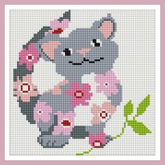Алмазная вышивка (мозаика) "Цветочный котенок", 20x20 см Art Xobby
