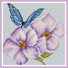 Алмазная вышивка (мозаика) "Бабочка на фиолетовых цветах", 20x20 см Art Xobby