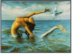 Алмазная вышивка (мозаика) "Русалка в море", 55x75 см Art Xobby