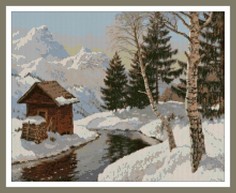 Алмазная вышивка (мозаика) "Зима в горах", 40x50 см Art Xobby