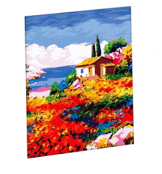 Роспись по номерам на холсте 40*50 "Поляна цветов у домика" Sima-Land