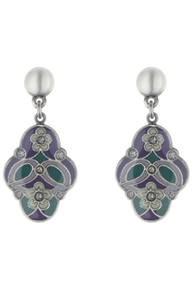 Серьги Clara Bijoux A74371 V фиолетовые, зеленые, белые