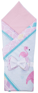 Конверт-одеяло из велюра Крошка Я Flamingo, голубой, 100х100 см