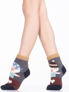 Носки Hobby Line 3332-2 детские махровые Поросята, темно-серый 16-18