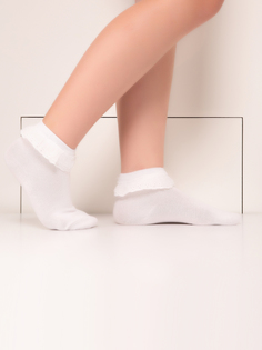 Носки Hobby Line 857 детские ажурные с шитьем, белый, 16-18