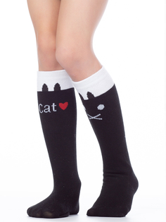 Гольфы детские Hobby Line 4471-11 Котик, черный, 20-22