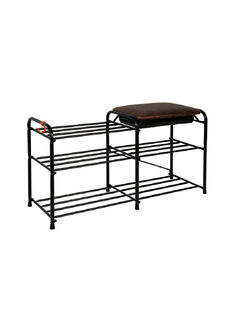 Подставка для обуви ЗМИ 3-х полочная 80 с сиденьем с ящиком, черный