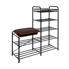 Подставка для обуви ЗМИ 5-ти полочная 90 с сиденьем с ящиком, черный