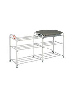 Подставка для обуви 3-х полочная 80 с сиденьем с ящиком, серебро ЗМИ