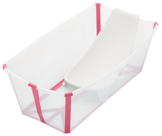 Ванночка с горкой Stokke Flexi Bath Bundle, Tub with Newborn Support Transparent Pink