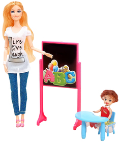 Кукла модель шарнирная «Учительница» с малышкой и аксессуарами Sima-Land