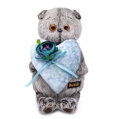 Мягкая игрушка BUDI BASA Басик с сердцем из бархата, 25 см