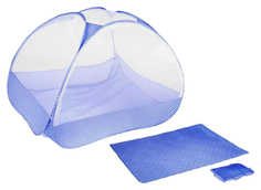 Манеж-палатка Крошка Я москитная сетка на молнии, подушка и матрасик в комплекте, голубая