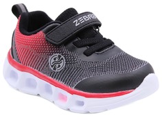 Кроссовки для мальчика Зебра со светодиодами, черный 15135-1, р. 22