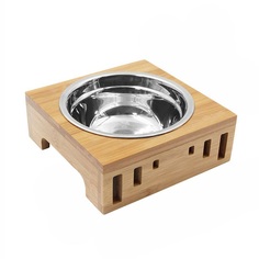 Миска для животных Pets & Friends Полосы, сталь на деревянной подставке, 500мл