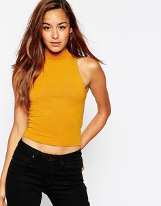 Укороченный топ с высоким воротником ASOS-Коричневый