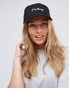Бейсболка с текстовым принтом ASOS Black-Черный