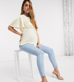 Голубые джинсы скинни с завышенной талией и вставкой для живота ASOS DESIGN Maternity-Синий