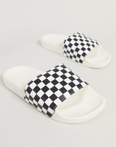 Черно-белые шлепанцы с шахматным узором Vans-Мульти
