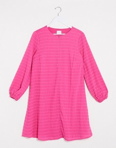 Розовое платье-футболка в стиле oversized свободного кроя Vila-Розовый