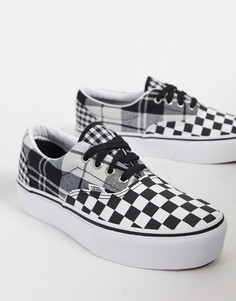 Черно-белые кеды на платформе в шахматную клетку Vans UA Era-Мульти