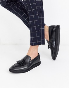 Черные лоферы с кисточками Walk London-Черный