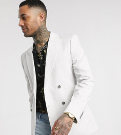 Светло-серый двубортный пиджак зауженного кроя ASOS DESIGN Tall